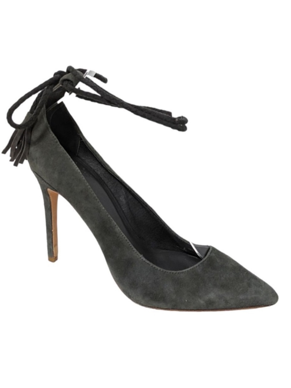JOIE Angelynn Suede Leather Ankle Wrap Heels Charcoal Gray 36.5